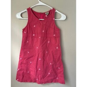 LL Bean Girls Dress Crab Sleeveless Pink Cotton Casual Summer 6X/7 Classic